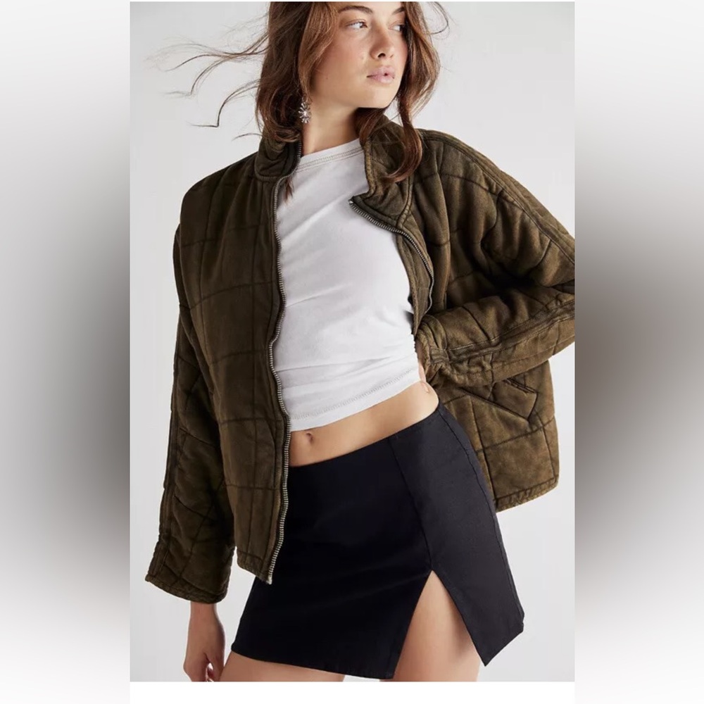 Free People Dolman Quilted Jacket (Dusted Military Green)